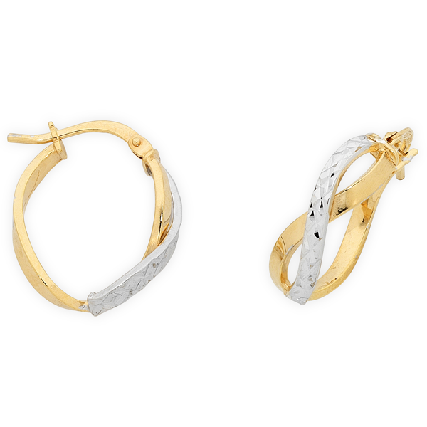 9ct 2 tone silver filled hoop earrings.