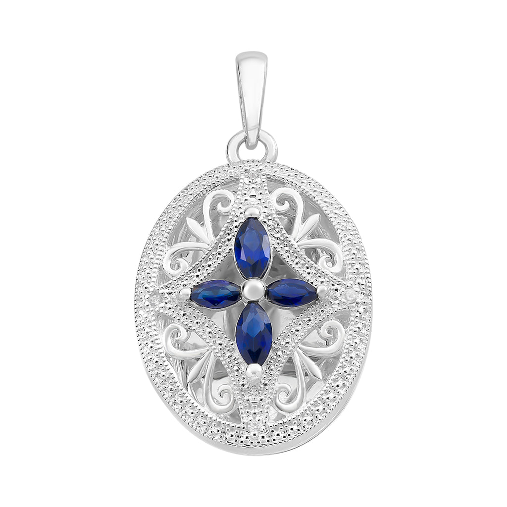SS Created Sapphire & Cubic Zirconia Locket Pendant – Phil Peel